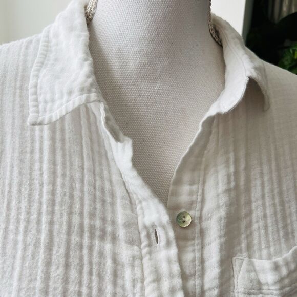 Rails White 100% Indian Cotton Gauze Blouse Relaxed Fit Earthy Boho Vegan - Med - Picture 2 of 10